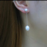925 Sterling Silver Pearl Double Earrings for Women