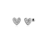 925 Sterling Silver Heart Stud Earring Piercing Women Wedding Jewelry