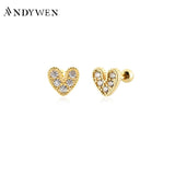 925 Sterling Silver Heart Stud Earring Piercing Women Wedding Jewelry