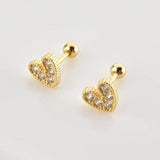 925 Sterling Silver Heart Stud Earring Piercing Women Wedding Jewelry