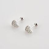 925 Sterling Silver Heart Stud Earring Piercing Women Wedding Jewelry