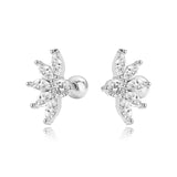 Trustdavis 925 Silver 18K Flower CZ Screw Earring for Girls