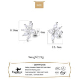 Trustdavis 925 Silver 18K Flower CZ Screw Earring for Girls