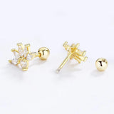 Trustdavis 925 Silver 18K Flower CZ Screw Earring for Girls