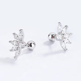 Trustdavis 925 Silver 18K Flower CZ Screw Earring for Girls