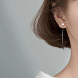 925 Silver Star & Moon Pull Through Threader Earrings with Zircon