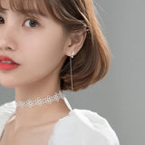 925 Silver Star & Moon Pull Through Threader Earrings with Zircon