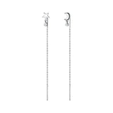 925 Silver Star & Moon Pull Through Threader Earrings with Zircon
