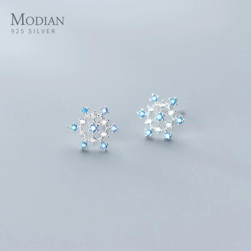 Snowflake Stud Earring 925 Silver 3 Ear Pin Fine Jewelry
