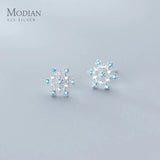 Snowflake Stud Earring 925 Silver 3 Ear Pin Fine Jewelry