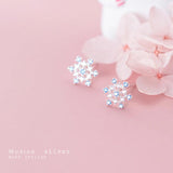 Snowflake Stud Earring 925 Silver 3 Ear Pin Fine Jewelry