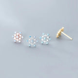 Snowflake Stud Earring 925 Silver 3 Ear Pin Fine Jewelry