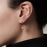 925 Silver Sunlight Pattern Disc Drop Earrings for Women
