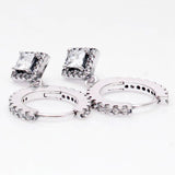 Square Sparkle Hoop Earring With Crystal 925 Sterling Silver Wedding Gift