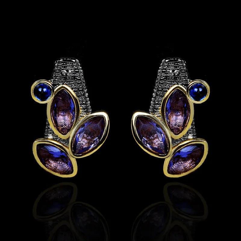 Irregular Purple Zircon Earrings Creative Jewelry
