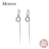 Clear CZ Drop Earrings for Women Dangle 925 Silver Wedding Jewelry