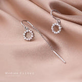 Clear CZ Drop Earrings for Women Dangle 925 Silver Wedding Jewelry