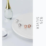 Sterling Silver Rose Flower Stud Earrings with Clear Zirconia