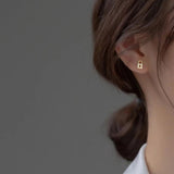 Sweet Love Lock CZ Screw Stud Earrings For Girls DA3181