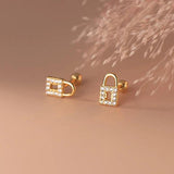 Sweet Love Lock CZ Screw Stud Earrings For Girls DA3181