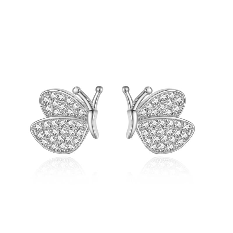 925 Silver CZ Butterfly Stud Earring Wedding Gift