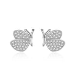 925 Silver CZ Butterfly Stud Earring Wedding Gift