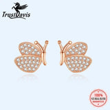 925 Silver CZ Butterfly Stud Earring Wedding Gift
