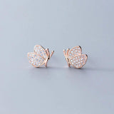 925 Silver CZ Butterfly Stud Earring Wedding Gift