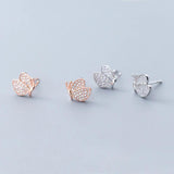925 Silver CZ Butterfly Stud Earring Wedding Gift