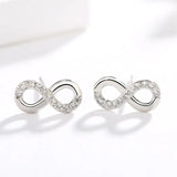 925 Silver Needle Infinity Love Endless Symbol Plata Stud Earrings For Women