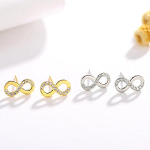 925 Silver Needle Infinity Love Endless Symbol Plata Stud Earrings For Women