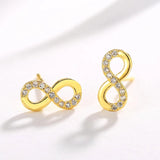 925 Silver Needle Infinity Love Endless Symbol Plata Stud Earrings For Women