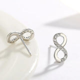 925 Silver Needle Infinity Love Endless Symbol Plata Stud Earrings For Women