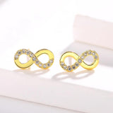 925 Silver Needle Infinity Love Endless Symbol Plata Stud Earrings For Women