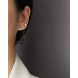 925 Silver Opal Stud Earrings Geometric Small Jewelry Gift