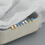 925 Silver Opal Stud Earrings Geometric Small Jewelry Gift