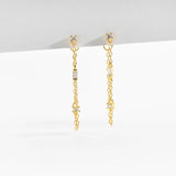 925 Silver 3 CZ Piercing Stud Earring Clear Pendient Women Chain Jewelry