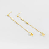 925 Silver 3 CZ Piercing Stud Earring Clear Pendient Women Chain Jewelry