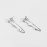 925 Silver 3 CZ Piercing Stud Earring Clear Pendient Women Chain Jewelry