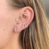 925 Silver Baby Snake Earring Climber Stud Piercing Jewelry