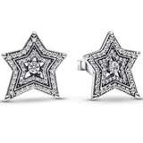 Celestial Asymmetric Star Earrings Crystal Women 925 Sterling Silver DIY Jewelry