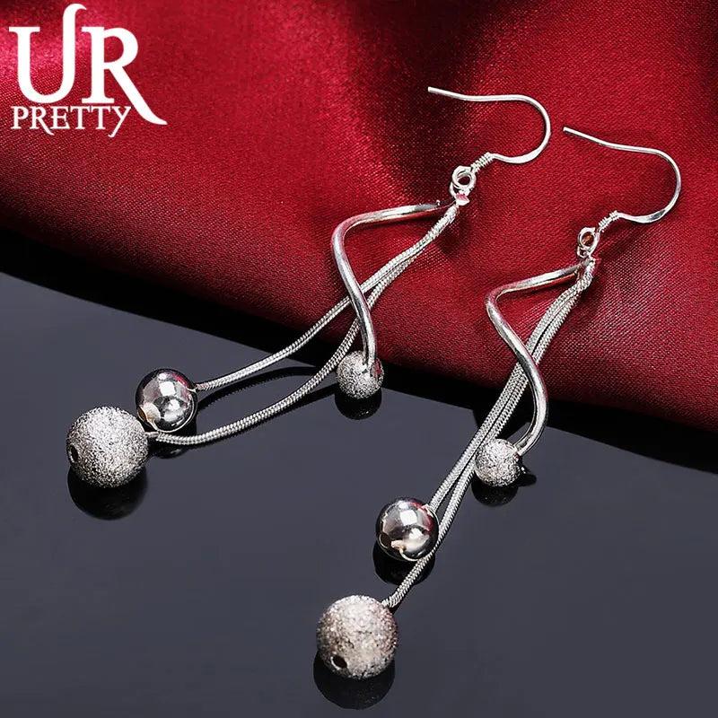 925 Silver Snake Charm Chain Earrings For Women