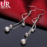 925 Silver Snake Charm Chain Earrings For Women