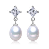 Freshwater Pearl Drop Earrings 925 Silver Women's Jewelry