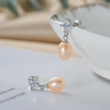 Freshwater Pearl Drop Earrings 925 Silver Women's Jewelry