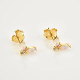 925 Silver Opal Oval Stud Earrings for Punk Style