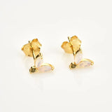 925 Silver Opal Oval Stud Earrings for Punk Style