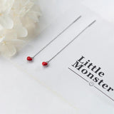 TrustDavis Red Heart Tassel Chain Drop Earrings for Women Wedding DS272
