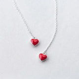 TrustDavis Red Heart Tassel Chain Drop Earrings for Women Wedding DS272