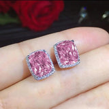 Lab Pink Diamond Stud Earring 925 Sterling Silver Jewelry Women